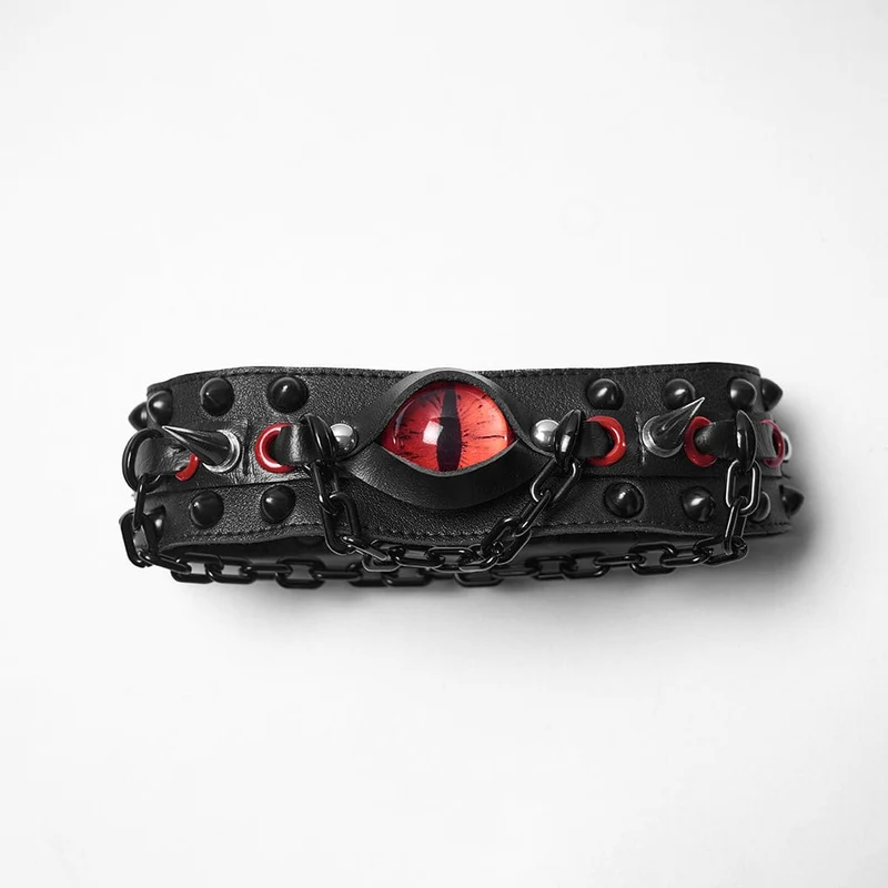 Damen Punk Dämonenauge Nieten Kette Choker