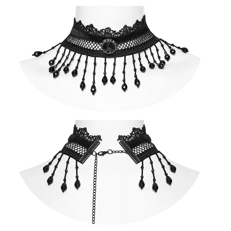 Gotischer Perlen-Spitzen-Choker für Damen