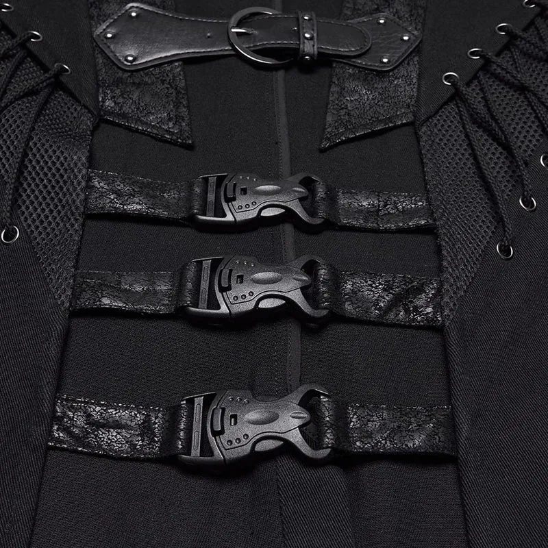 Punk-Weste für Herren mit Schnallenriemen und Cut-outs