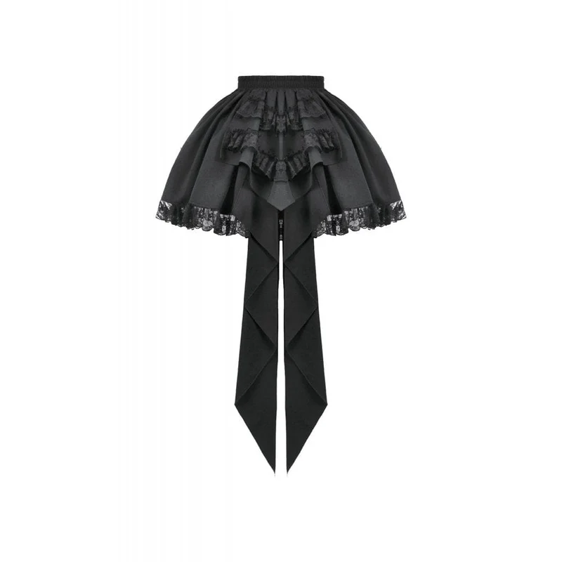 Gothic-Spitzenrock mit Rüschen und Schleppe für Damen