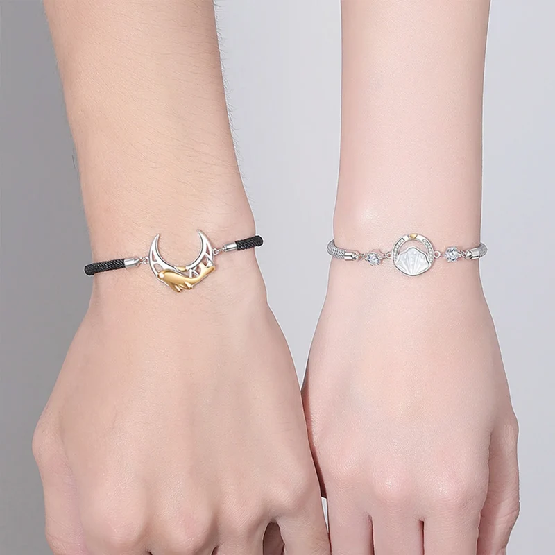 Moon And Star Bracelet For Couples