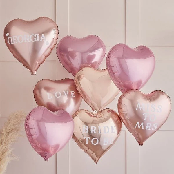 Individualisierbare Herzballons Rosa & Roségold 8 Stk.