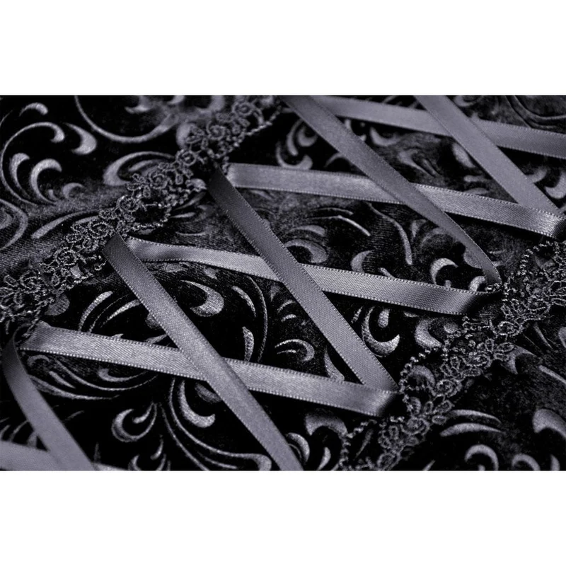 Gotischer Jacquard-Schwalbenschwanz-Wickelrock mit Spitzensaum für Damen