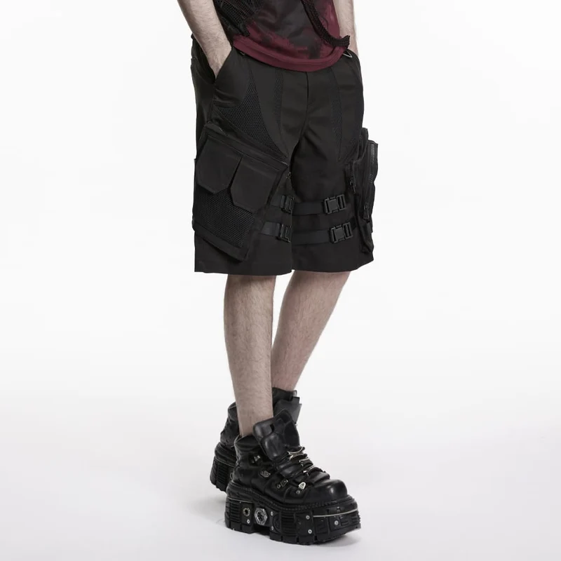 Punk-Shorts für Herren mit Schnalle und großen Taschen