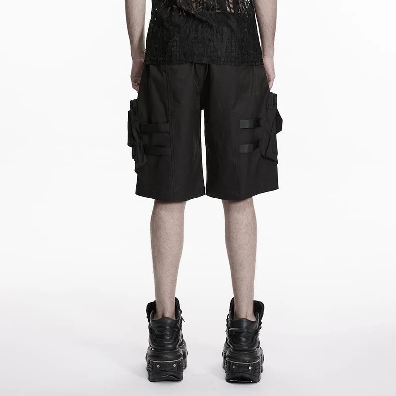 Punk-Shorts für Herren mit Schnalle und großen Taschen