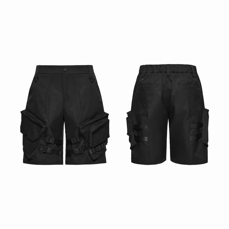 Punk-Shorts für Herren mit Schnalle und großen Taschen