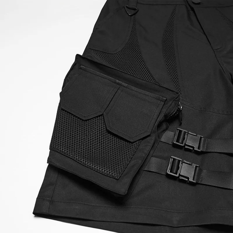 Punk-Shorts für Herren mit Schnalle und großen Taschen