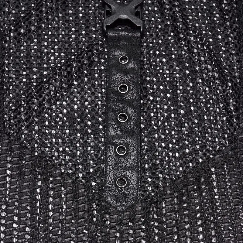 Punk-Tanktop für Herren mit Ösen, Schnallen und Mesh-Einsätzen