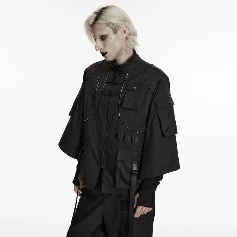 Punk-Herrenjacke mit vielen Taschen und Riemen