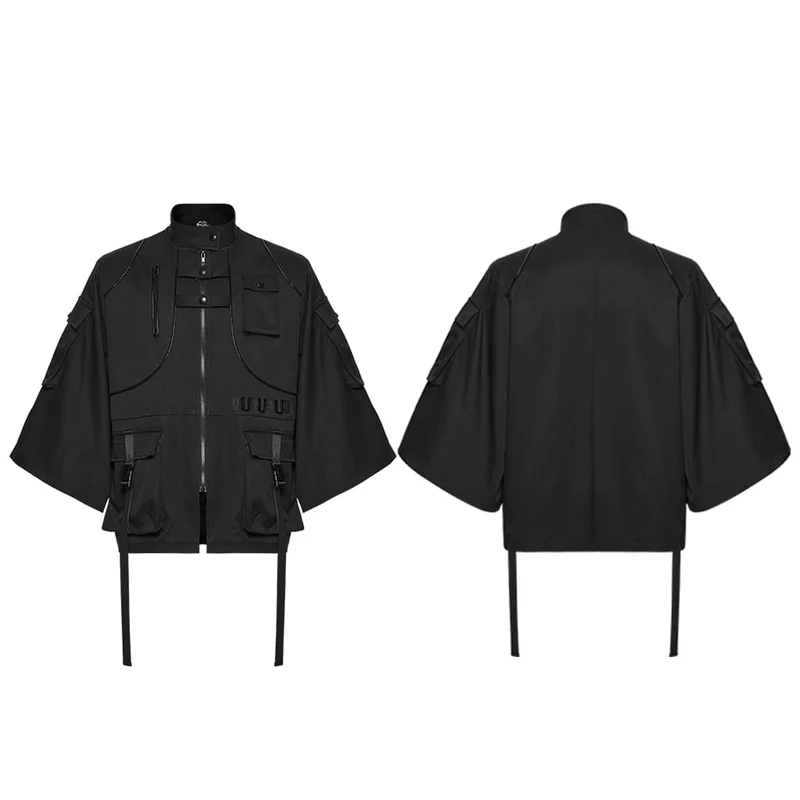 Punk-Herrenjacke mit vielen Taschen und Riemen