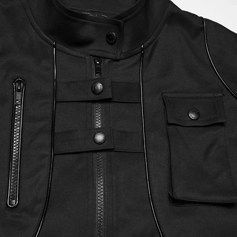 Punk-Herrenjacke mit vielen Taschen und Riemen