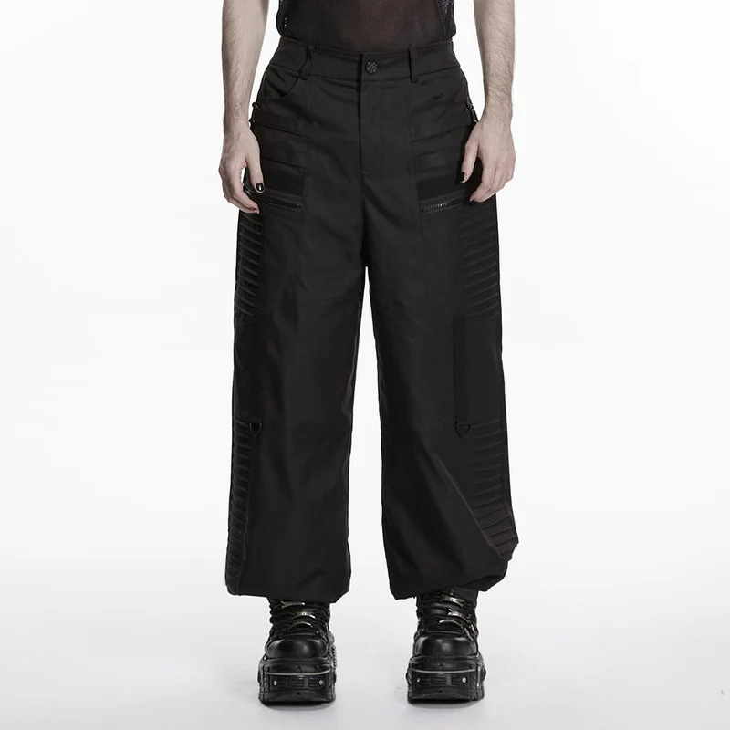 Punk-Herrenhose mit Lagenlook, Falten und schmal zulaufendem Bein