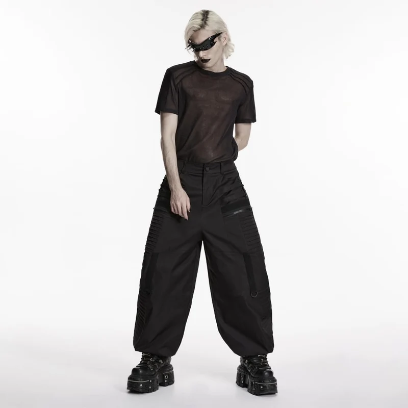 Punk-Herrenhose mit Lagenlook, Falten und schmal zulaufendem Bein