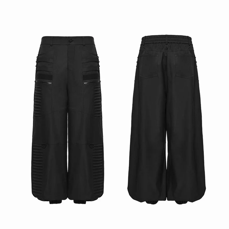 Punk-Herrenhose mit Lagenlook, Falten und schmal zulaufendem Bein