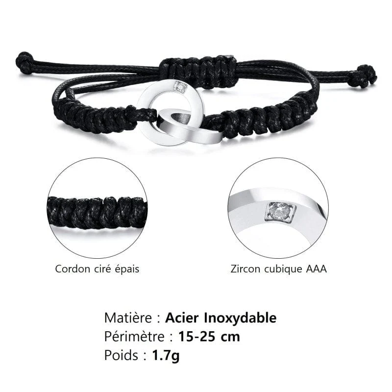 Armband Mit Kordel Und Verschlungenen Ringen