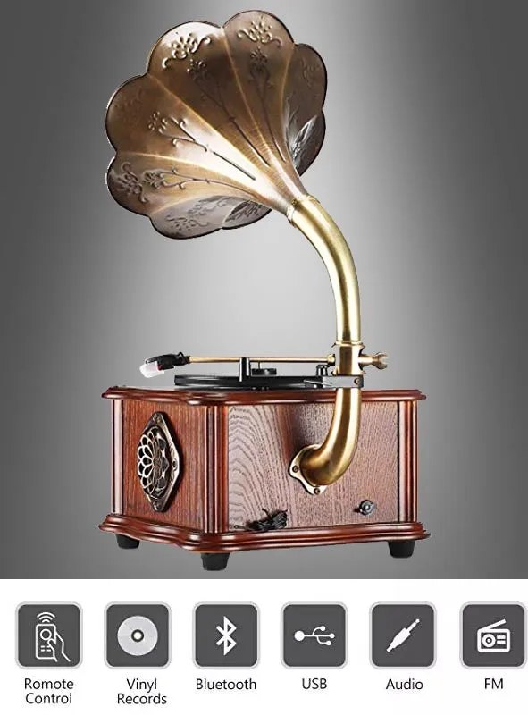 Grammophon 57 cm mit Bluetooth USB Radio Vinylplatten