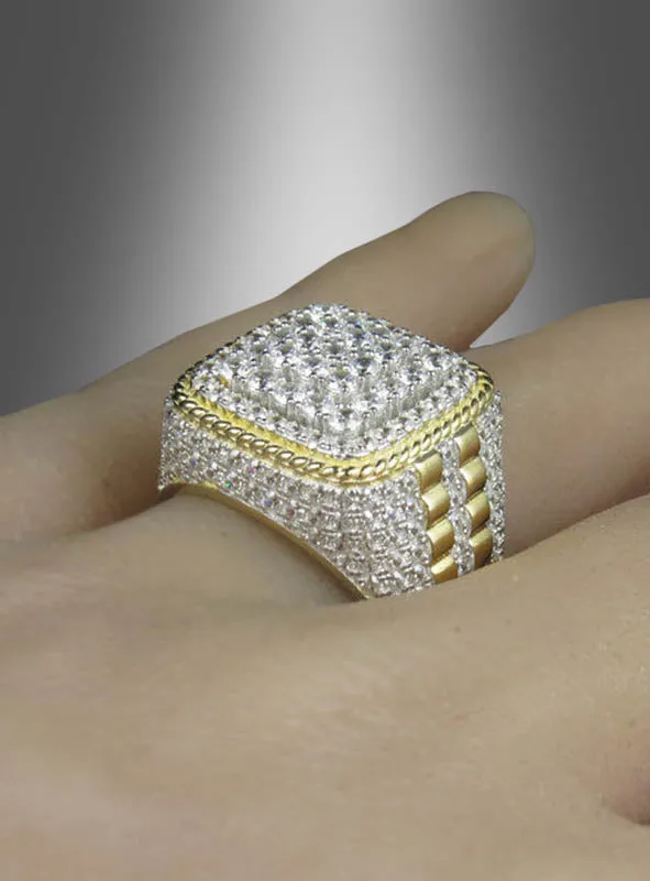 Goldring mit Strass für Herren