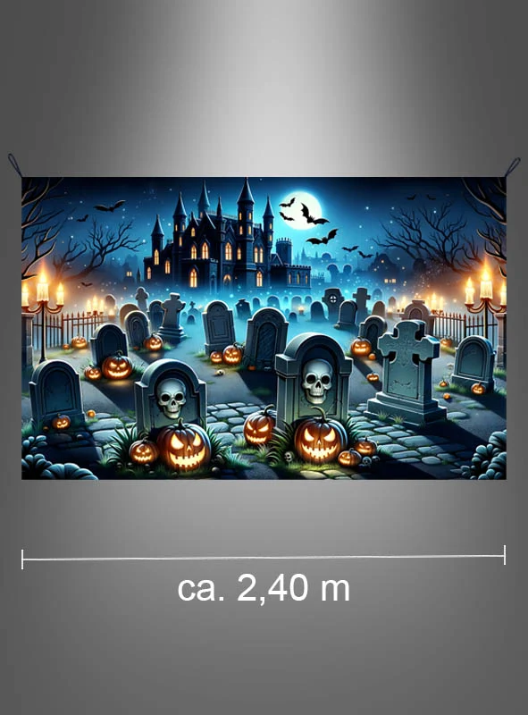 Halloween Friedhof 150x240cm Fotohintergrund waschbar