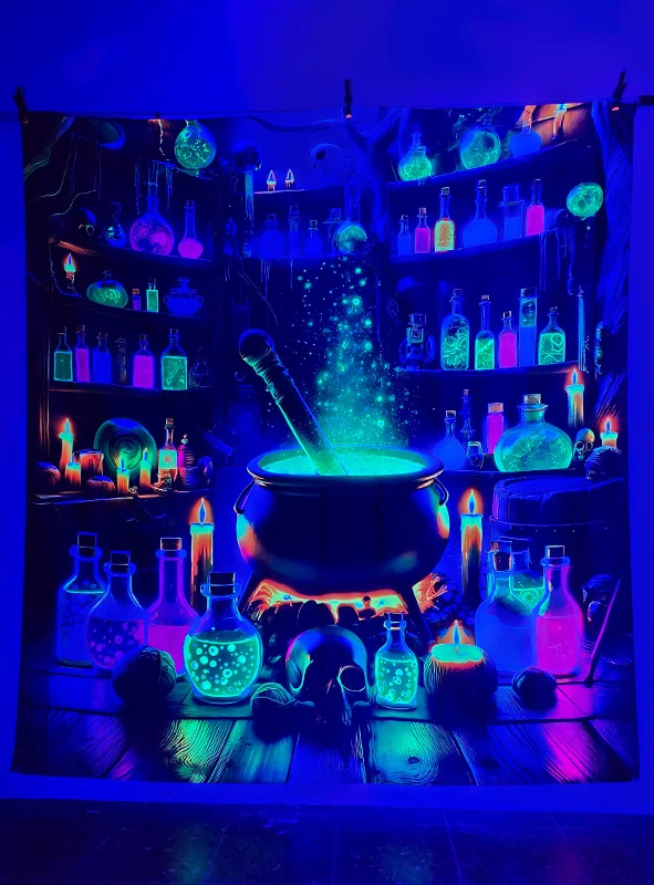 UV Hexenküche Hintergrund 180x200cm Deko waschbar