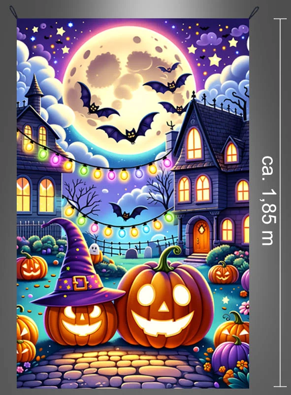 Kinderfreundliche Halloween Stadt 120x185cm Fotowand