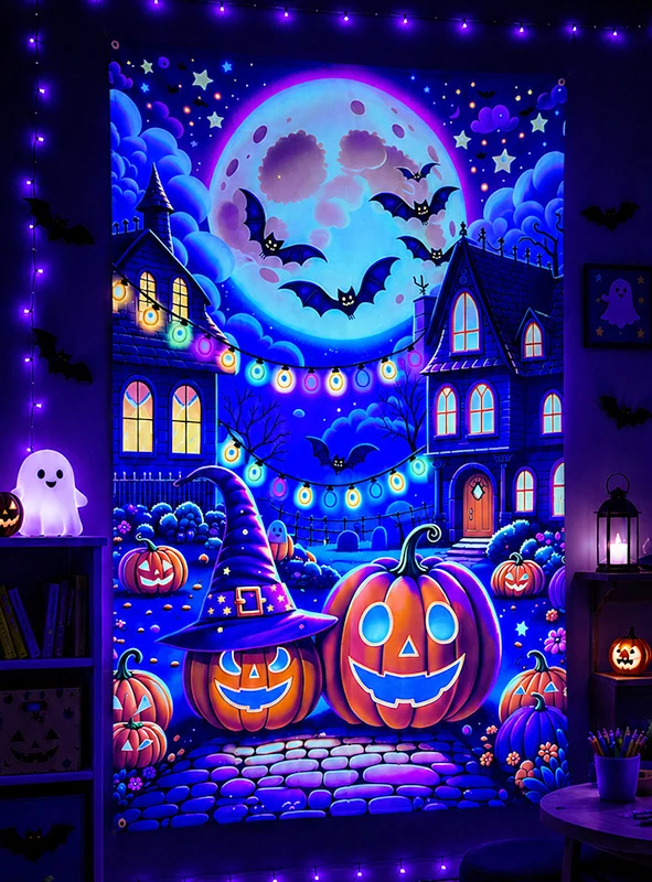 Kinderfreundliche Halloween Stadt 120x185cm Fotowand