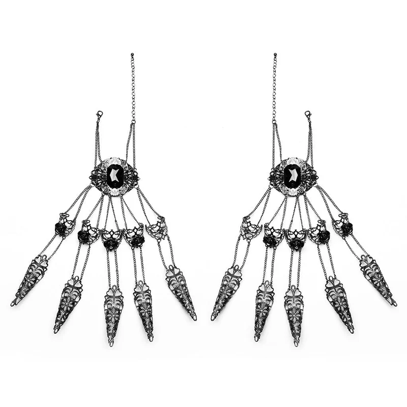 Damen-Gothic-Cutout-Rosenkettenarmband mit Fingerbett