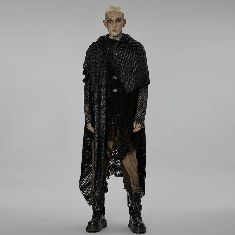Gothic-Mesh-Schal für Herren mit Kapuze