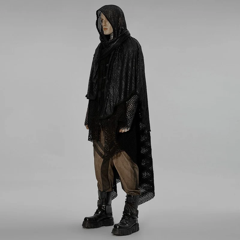Gothic-Mesh-Schal für Herren mit Kapuze