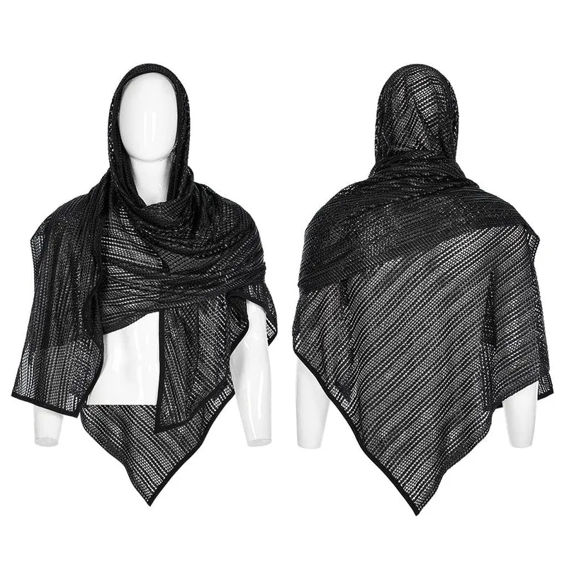 Gothic-Mesh-Schal für Herren mit Kapuze