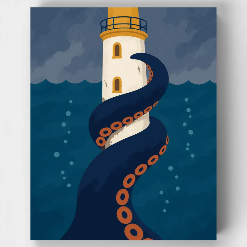 Kraken's Lighthouse Grip - Paint by Numbers Kit