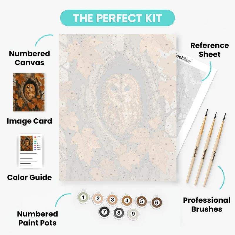 Owl in Tree Hollow - Paint by Numbers Kit