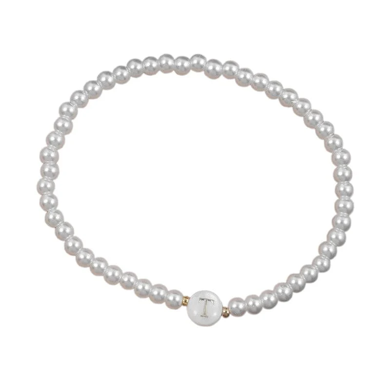 Weiße Perle Armband Brief