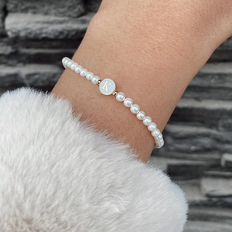 Weiße Perle Armband Brief