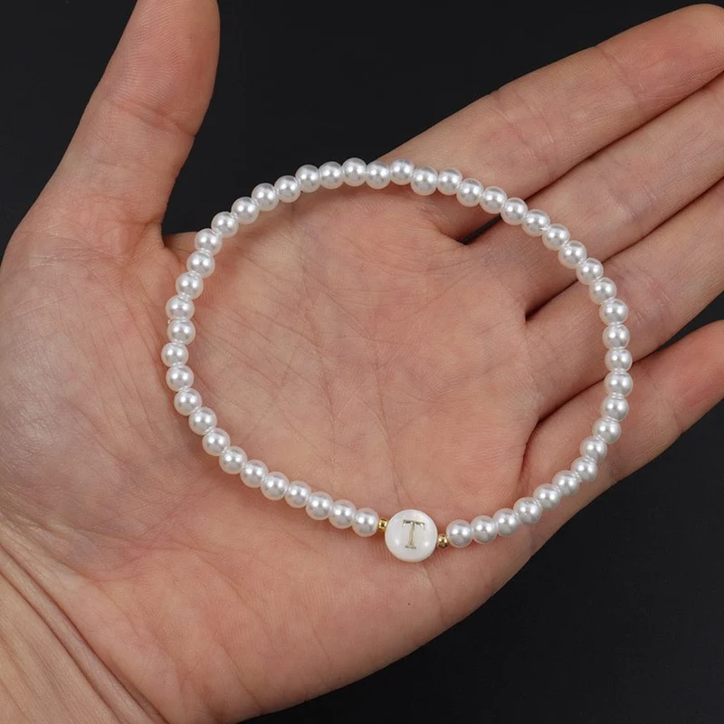 Weiße Perle Armband Brief
