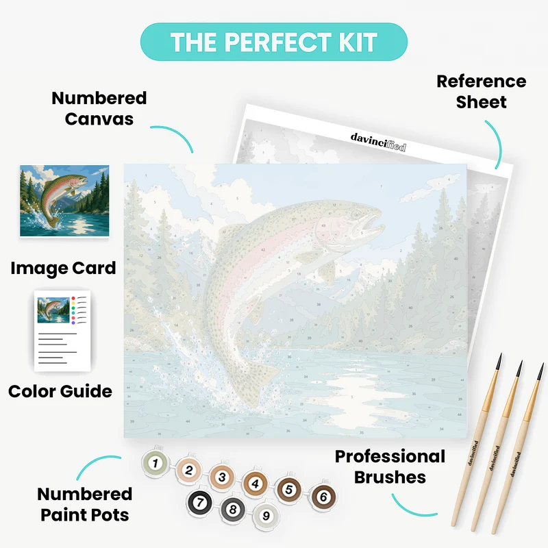 Leaping Rainbow Trout - Paint by Numbers Kit