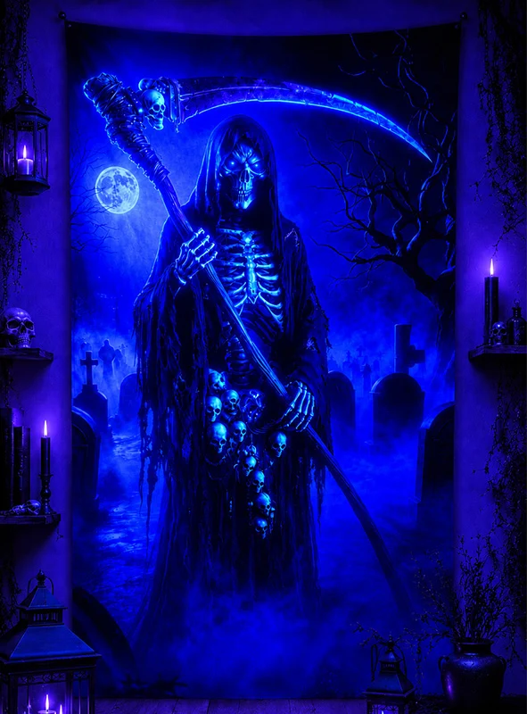Halloween Sensenmann 120x185cm Wandbild waschbar