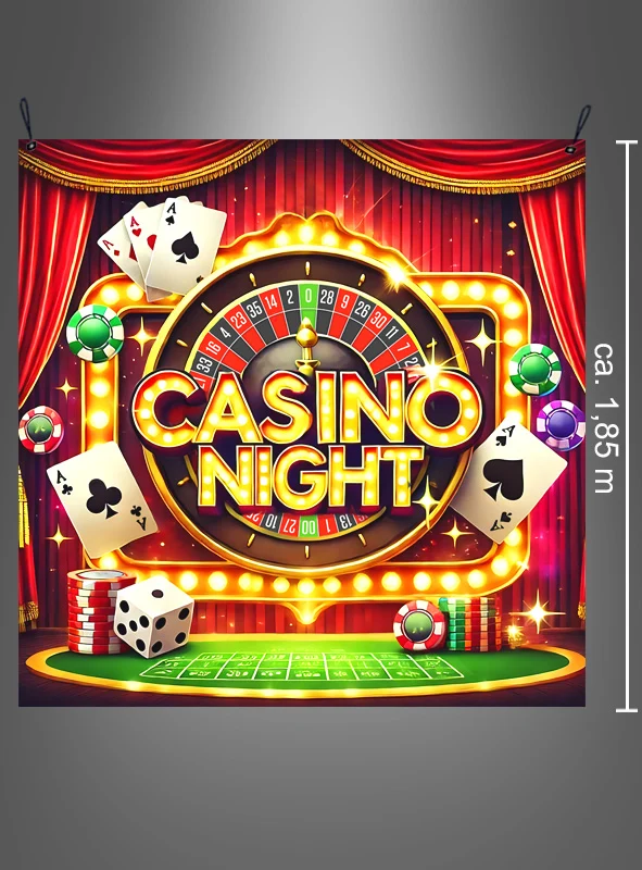 Casino Night Stoffhintergrund 185x190cm Deko waschbar