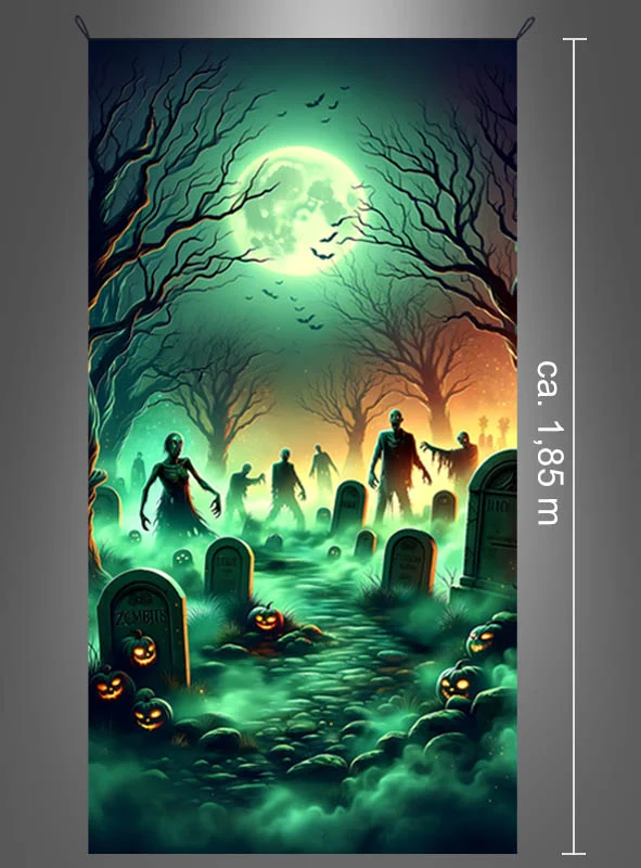 Zombie Friedhof Wandbild 100x185cm Deko waschbar
