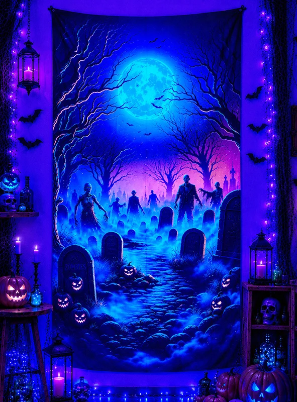 Zombie Friedhof Wandbild 100x185cm Deko waschbar