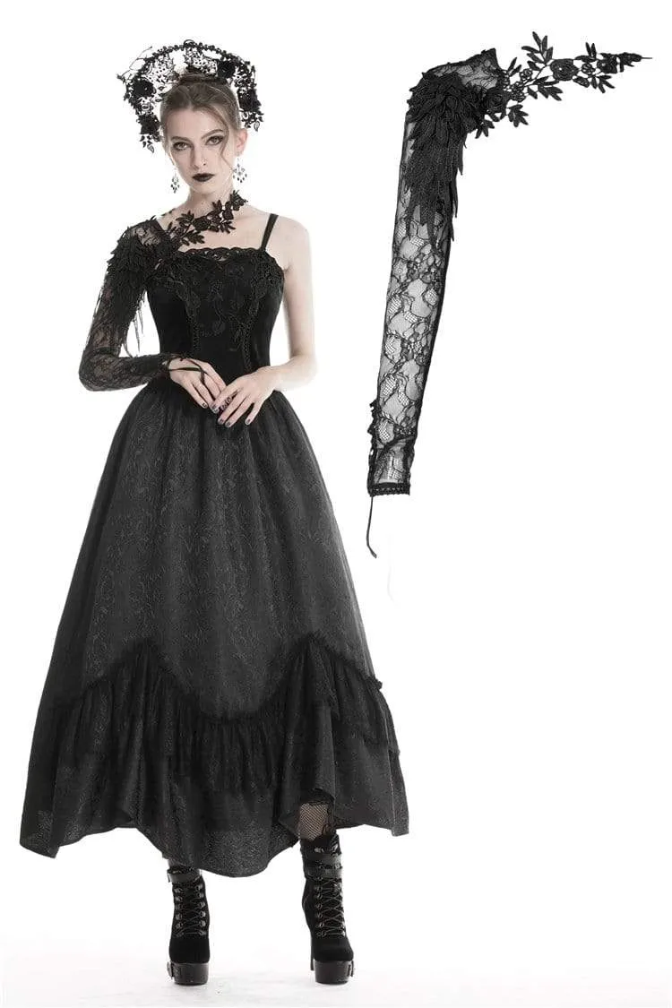 Gothic-Spitzenkleid mit halben Ärmeln und Blumenmuster für Damen