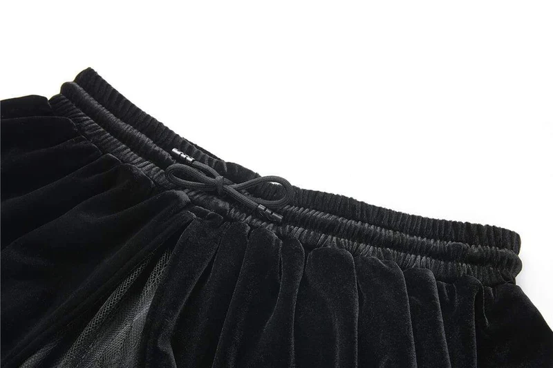 Damen Vintage Layered Lace & Velour Rock