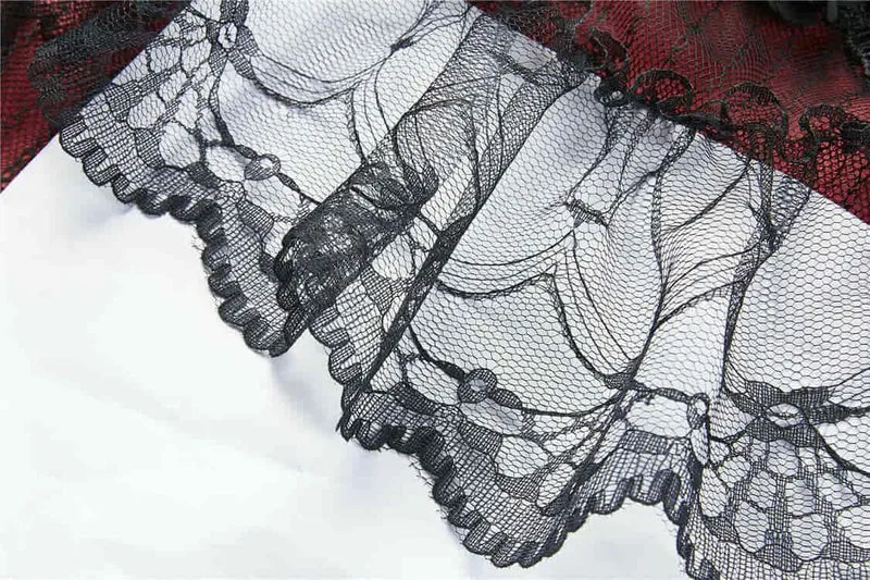 Damen Vintage Layered Lace & Velour Rock