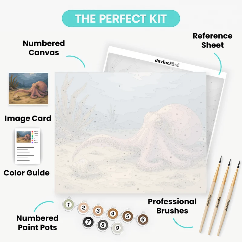 Octopus Reaching Shell - Paint by Numbers Kit