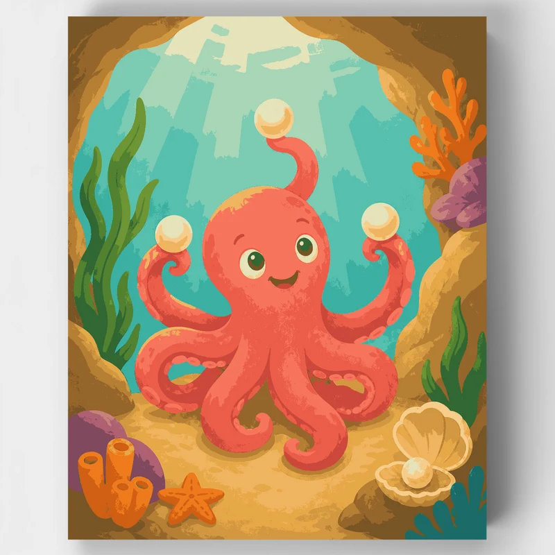 Juggling Pearl Octopus - Paint by Numbers Kit
