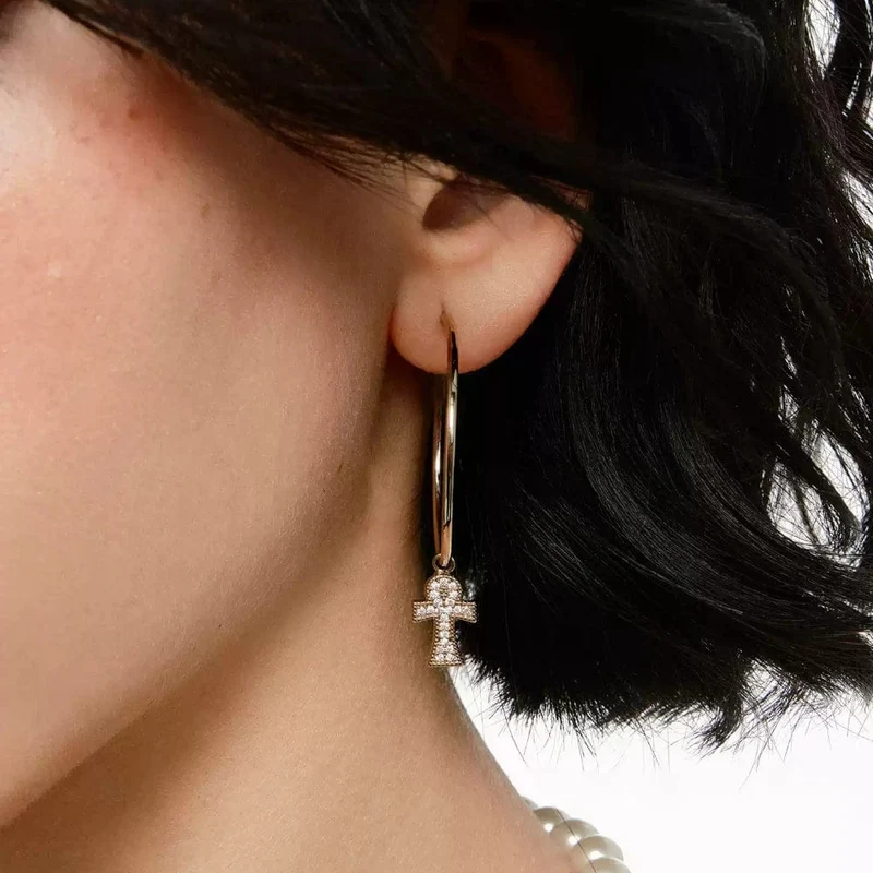 Grunge-Diamant-Kreuz-Ohrringe für Damen