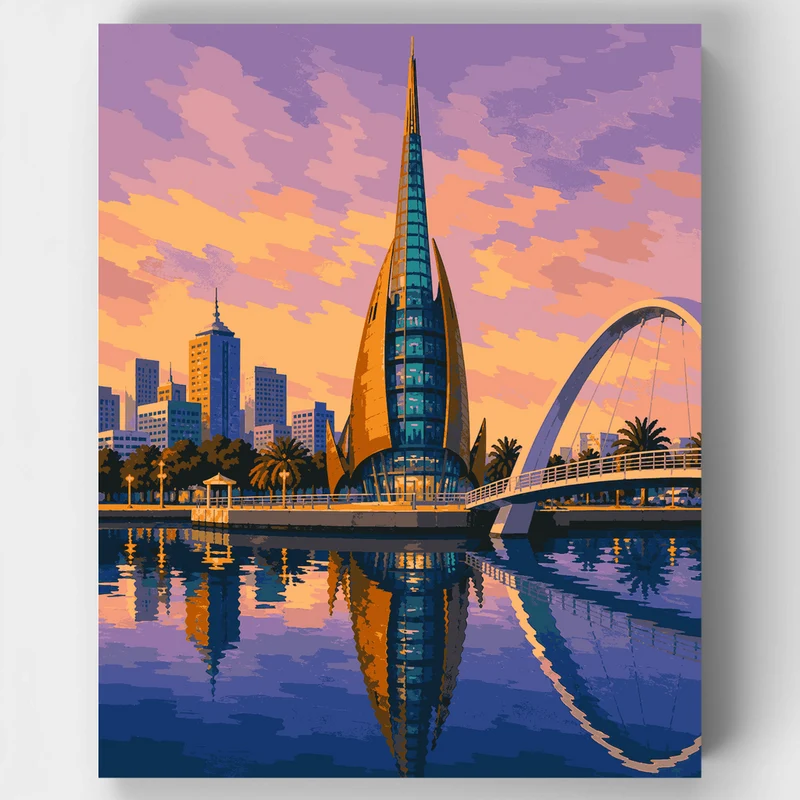 Perth Bell Tower Reflections - Paint by Numbers Kit
