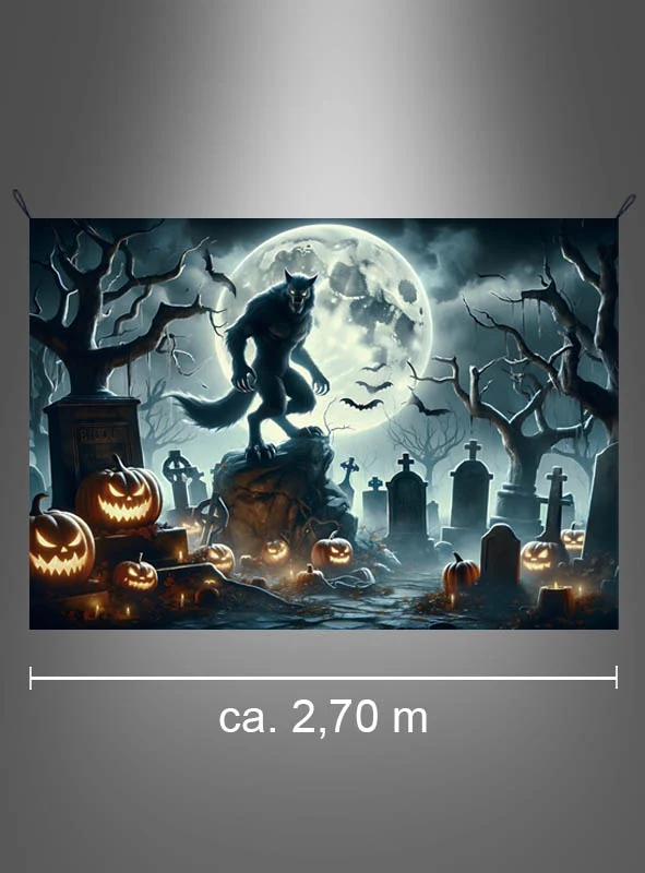 Werwolf Halloween Stoffbanner 190x270cm Deko waschbar