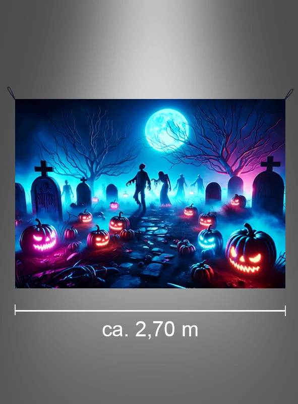 Zombie Friedhof Stoffbanner 190x270cm waschbar