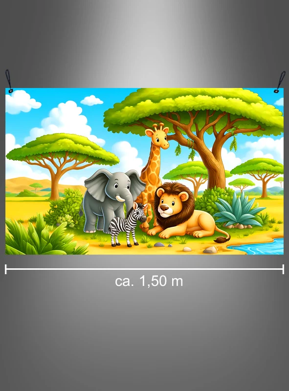 Tiere Stoffbanner Kinder 90x150cm Deko waschbar