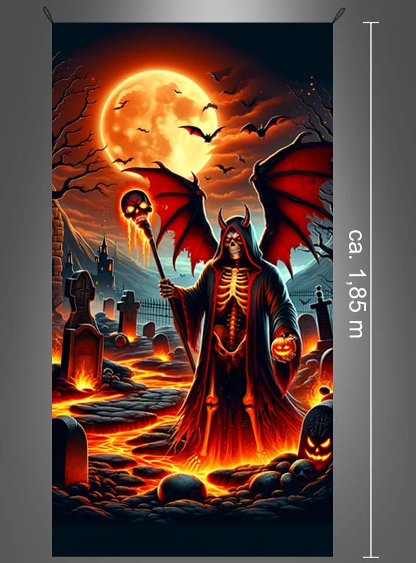 Dämon in Hölle UV Wandbild 100x185cm Halloween waschbar